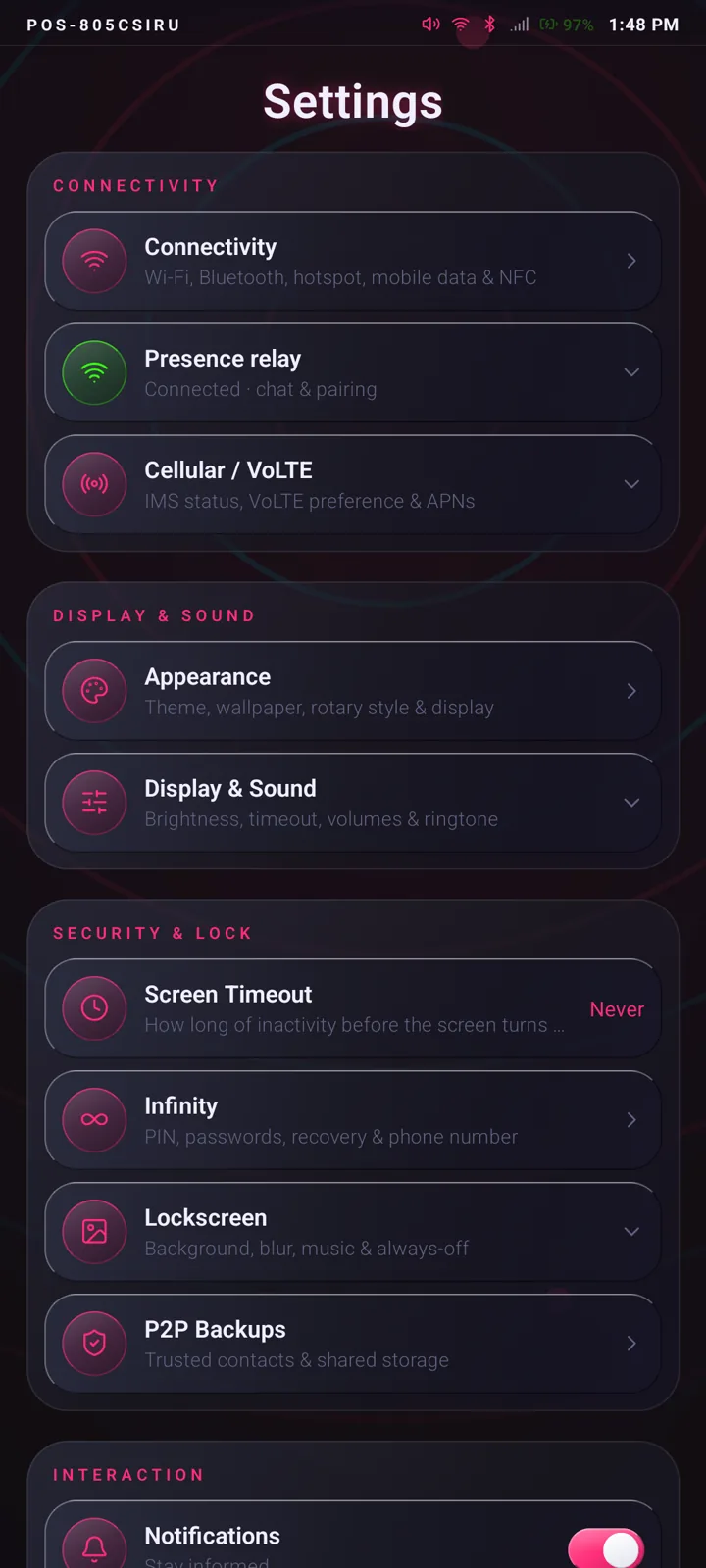 PresenceOS safety settings