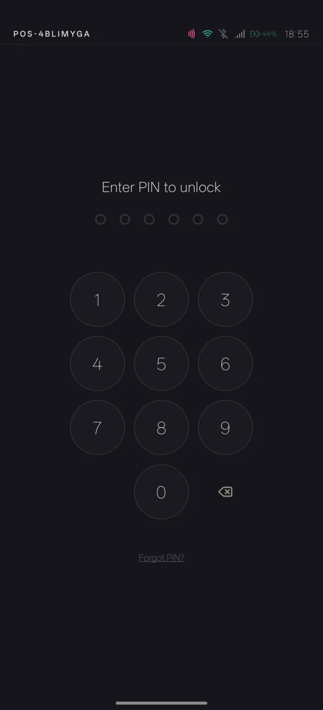 Real PresenceOS screenshot: PIN unlock screen