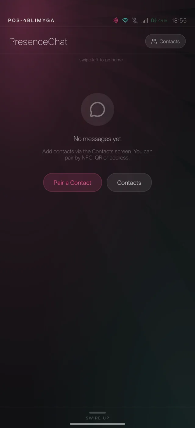 Real PresenceOS screenshot: PresenceChat empty state