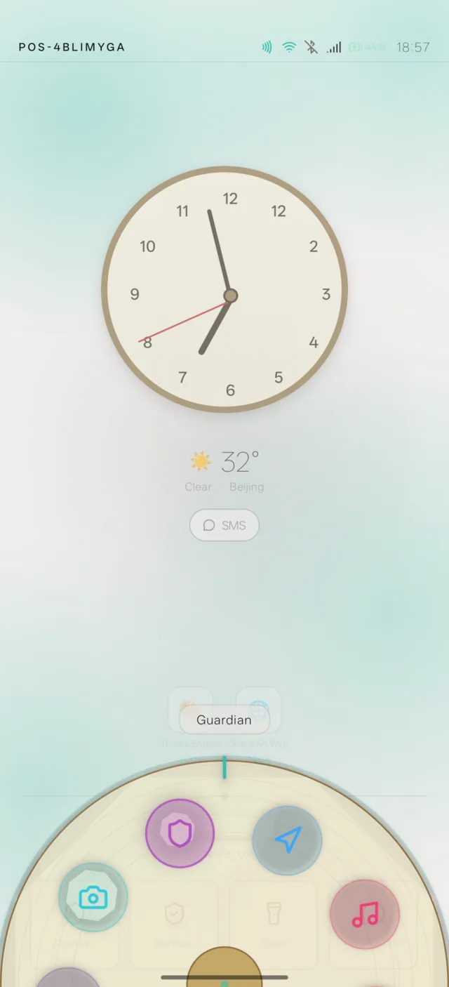 Real PresenceOS screenshot: rotary launcher expanded with app icons