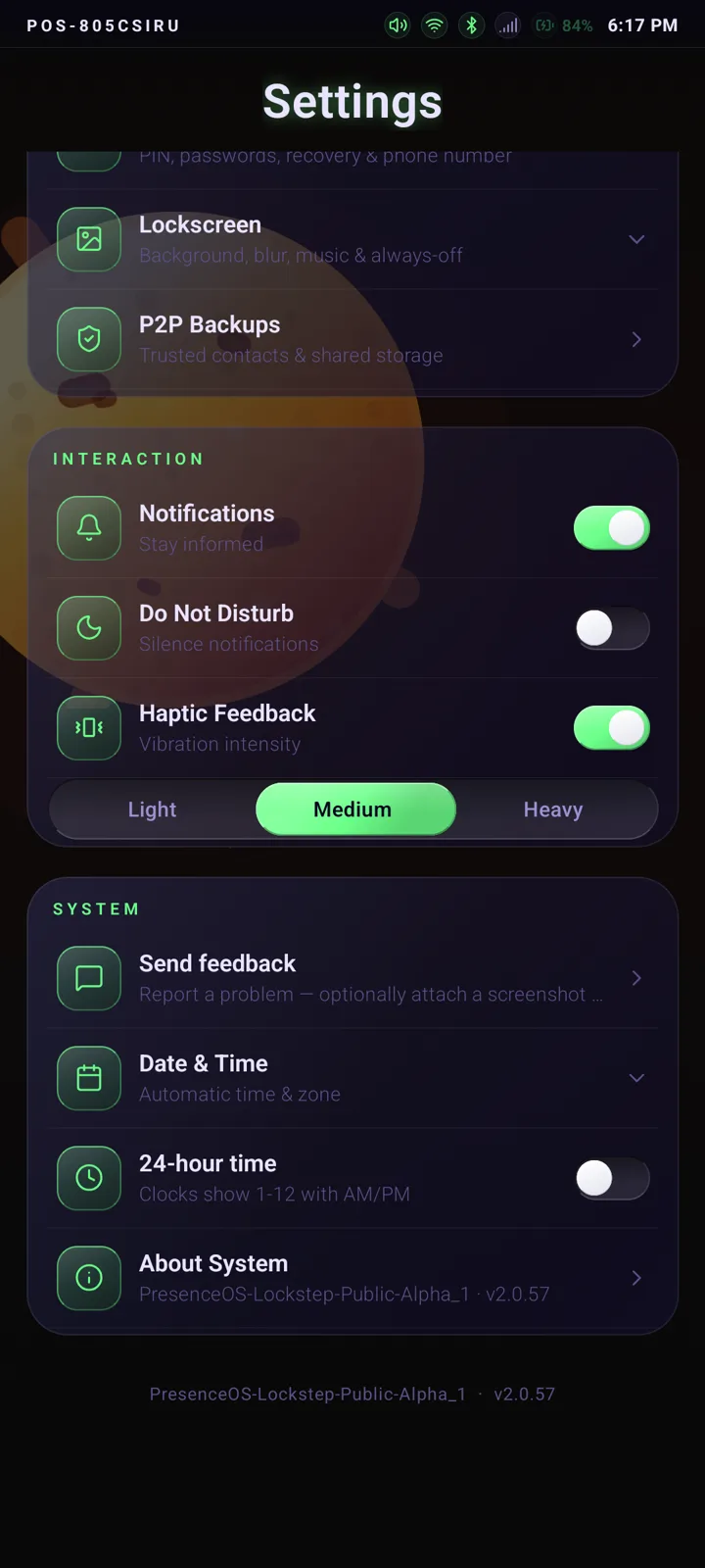 Settings, regrouped into labelled cards